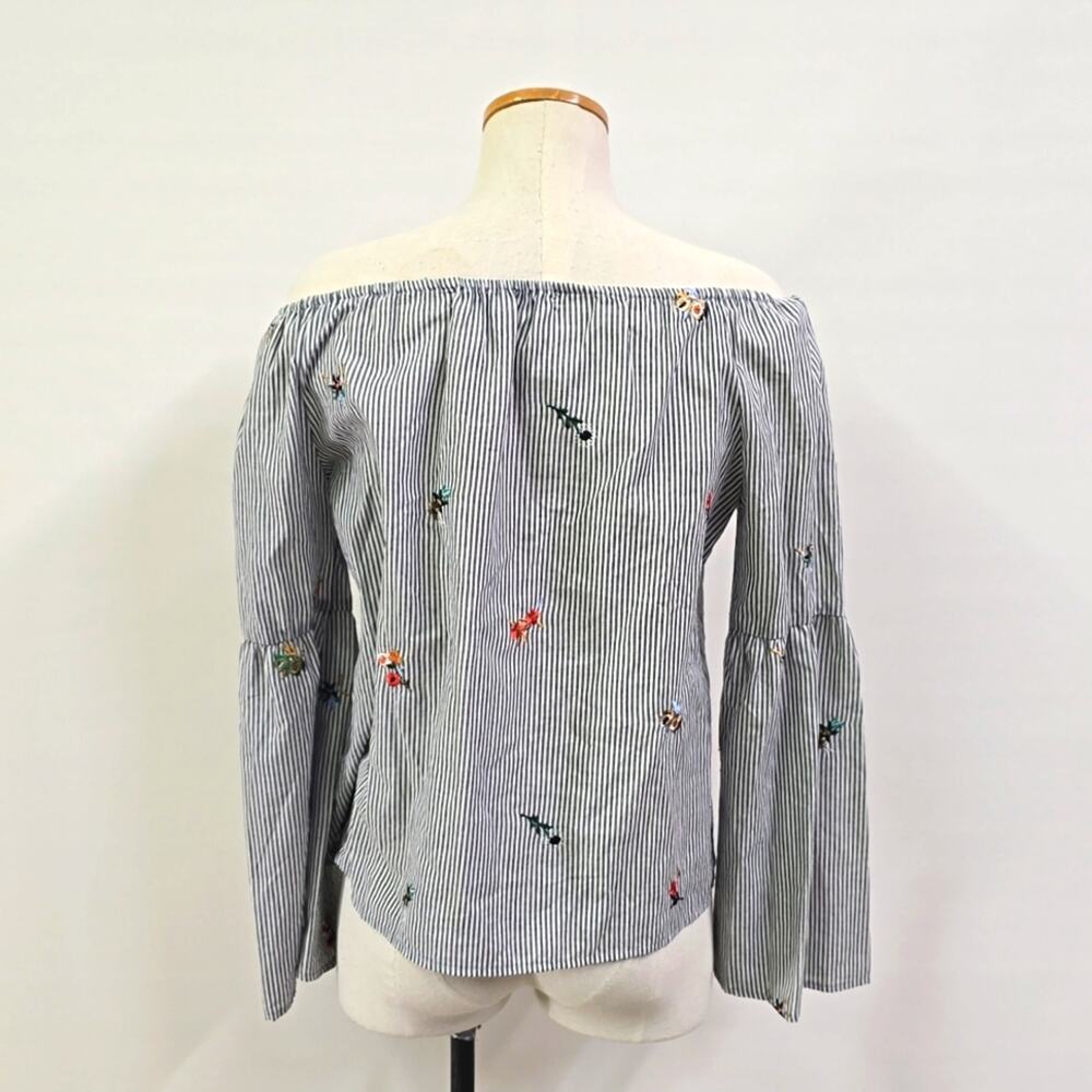 GYPSIES AND MOONDUST BLOUSE - EMBRODIERY WITH BLUE STRIPES SMALL - Picture 3 of 5
